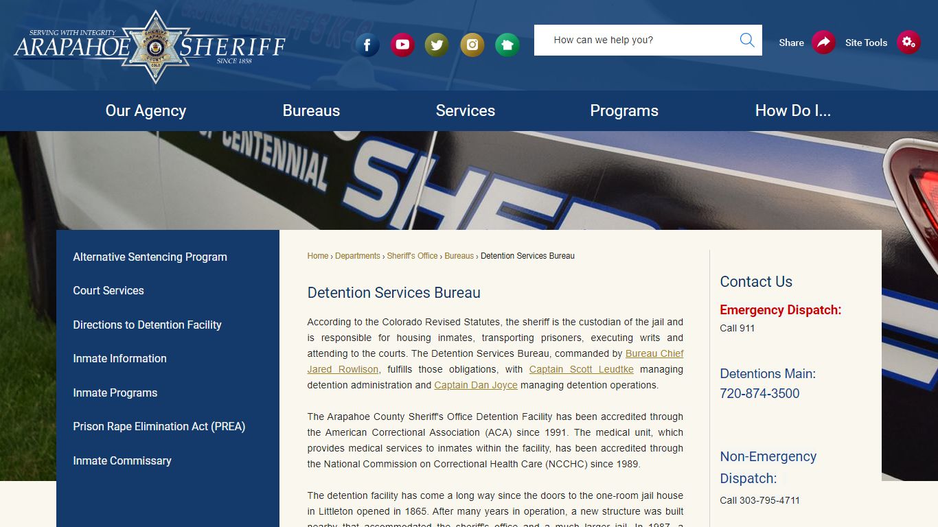 Detention Services Bureau | Arapahoe County, CO - Official ...